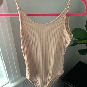Peach Ribbed Bodysuit